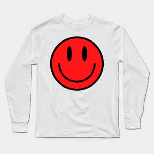 Smiley Face in Red Long Sleeve T-Shirt